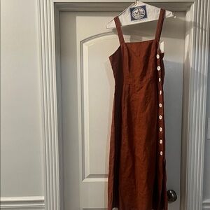 Mango Asymmetrical Brown Dress with Button Detail
